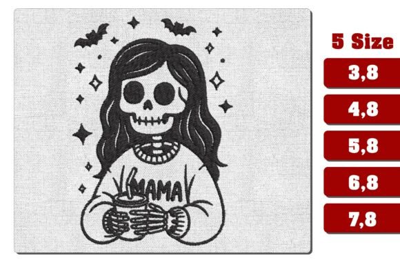 Download Skeleton Mama Coffee Spooky Embroidery - Premium Bundle